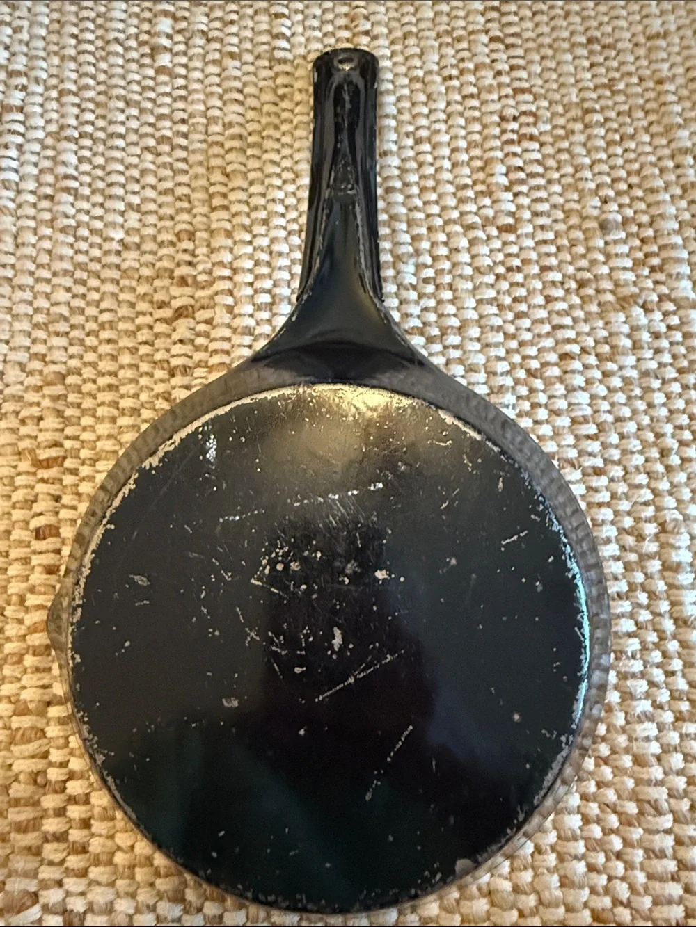 VINTAGE Handmade Cold Handle Aluminum Decorative Skillet with Fruit Motif.